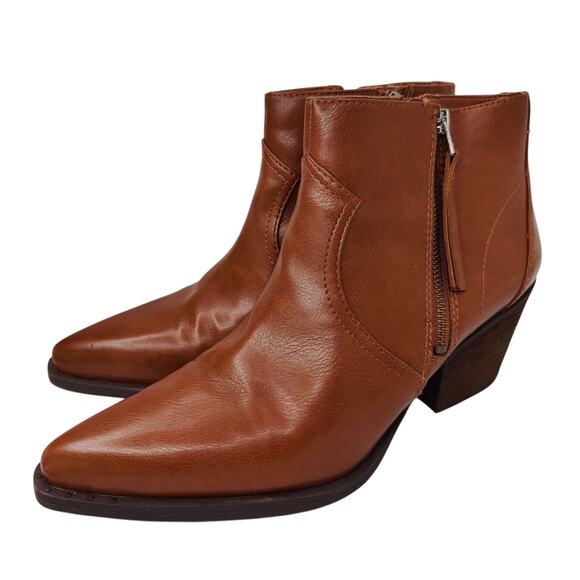 Brown Leather Circus Cowboy Ankle Bootie Sz 10 - Picture 1 of 8